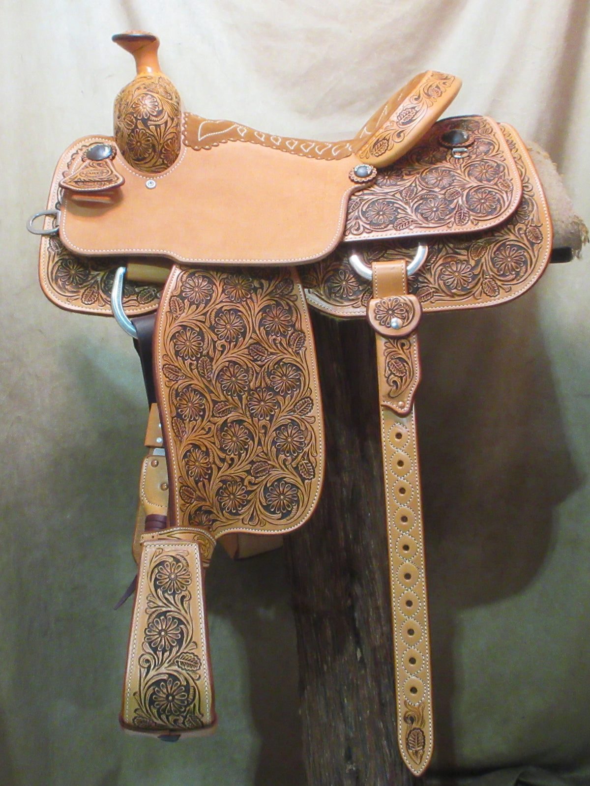 Custom Team Roper Saddle, Natural 14" | 14481