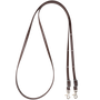 Brown BioThane roping rein, looped and seen from above. The smooth 5/8-inch rein has buckles for adjustment and a snap at each end.