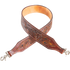 Floral tooled rope can strap in chestnut leather, looped and seen from above. Floral tooling fills the 2-1/4-inch strap inside white stitching, with a swivel snap at each end.