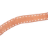 Chestnut roughout leather breast collar strap curving across the frame. White buckstitch runs along both edges inside a line of fine stitching, standing out against the chestnut leather.