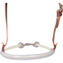 Front of a clear tube single rope noseband, seen up close. The twisted white rope shows through the clear tubing, and a metal connector joins the rope ends behind.