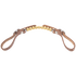 Western curb strap seen from the back with both harness leather ends looped. The arched row of brass balls connects to brown leather straps fitted with stainless steel buckles.