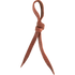 Replacement latigo tie string, seen tied in a loop. The reddish brown latigo knots through itself and ends in tapered tails.