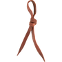 Replacement latigo tie string, seen tied in a loop. The reddish brown latigo knots through itself and ends in tapered tails.