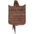 Leather air freshener, seen from the front. The brown shield shaped leather is stamped with the Martin Saddlery name and the words The Company Cowboys Keep, with a leather hanging tie.