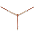 Mohair breastcollar from Martin Saddlery, seen from the front in full. Cream mohair strands form the 2-inch shoulder straps, joined to leather at a center ring, with buckled tug straps at each side and a tie-down strap ending in a snap.