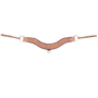 Steer roper breastcollar in harness leather with latigo wrap, seen from the front. The 3-inch contoured strap has dark latigo edges, a small ring at the center, and rings with buckled tug straps at both ends.