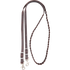 5/8-inch braided latigo roping rein, looped and seen from above. A 3 plait braid forms the hand section, with flat latigo ends, buckles and snaps.