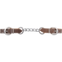 5-link Retan leather curb chain laid out straight. Stainless steel links run between two brown Retan leather ends with buckles.