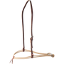 Brown double rope noseband in nylon cord from Martin Saddlery, seen from the front quarter. Leather keepers hold the light brown cords, hung from a dark adjustable strap with a buckle.