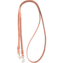 Brown harness leather roping rein from Martin Saddlery, looped and seen from above. The 1/2-inch rein has buckles for length adjustment and a snap at each end.