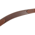 Chestnut skirting leather breast collar strap curving across the frame. White stitching follows the edges, with stitched leather tabs at each end of this Martin Saddlery colt breast collar.
