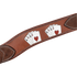 Chocolate skirting leather breast collar strap with painted card suit designs showing fanned aces. White stitching follows the edges, with roughout leather tabs at each end of this Martin Saddlery western breast collar.