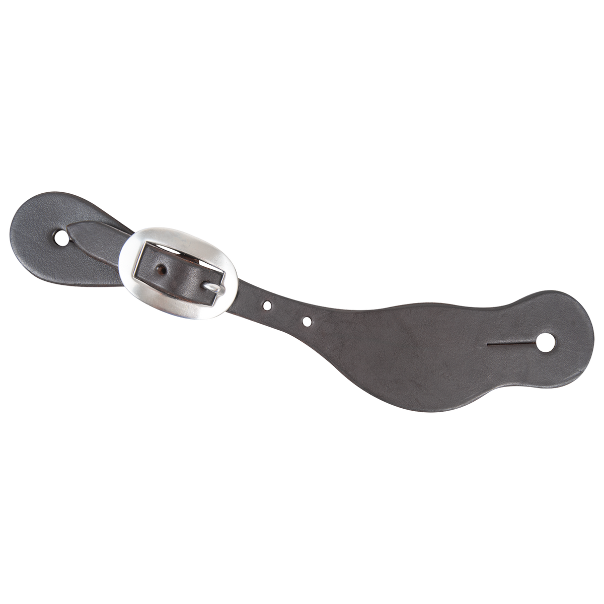 Chocolate smoothout Alpine spur strap, seen from above. The smooth dark leather strap fastens with a stainless steel buckle near the narrow end.