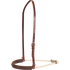 Chocolate smoothout single rope noseband from Martin Saddlery, seen from the front quarter. A stitched chocolate leather cover wraps the front of the white rope, below a leather strap with a buckle.
