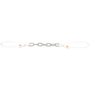 Dog chain curb strap from Martin Saddlery with a stainless steel chain at the center. White adjustable string ties are knotted to each end of the chain.
