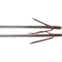 Tied ends of a double-stitched latigo roping rein, seen up close. White stitching runs down both edges of the dark latigo, and each end folds into a water loop with a leather tie.
