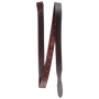 Leather latigo from Martin Saddlery, folded and seen from the front. The dark 1-3/4-inch strap has a row of punched holes, a tapered end and a tie at the top.