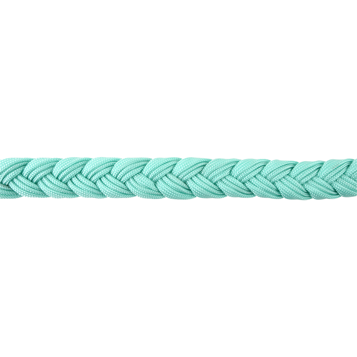 Mint braided nylon rein seen up close. The flat, even braid runs the width of this 1-inch Martin Saddlery barrel rein.