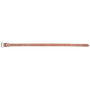 1-inch natural harness leather breastcollar tug, laid out straight and seen from above. A buckle sits at one end of the strap, with adjustment holes toward the pointed tip.