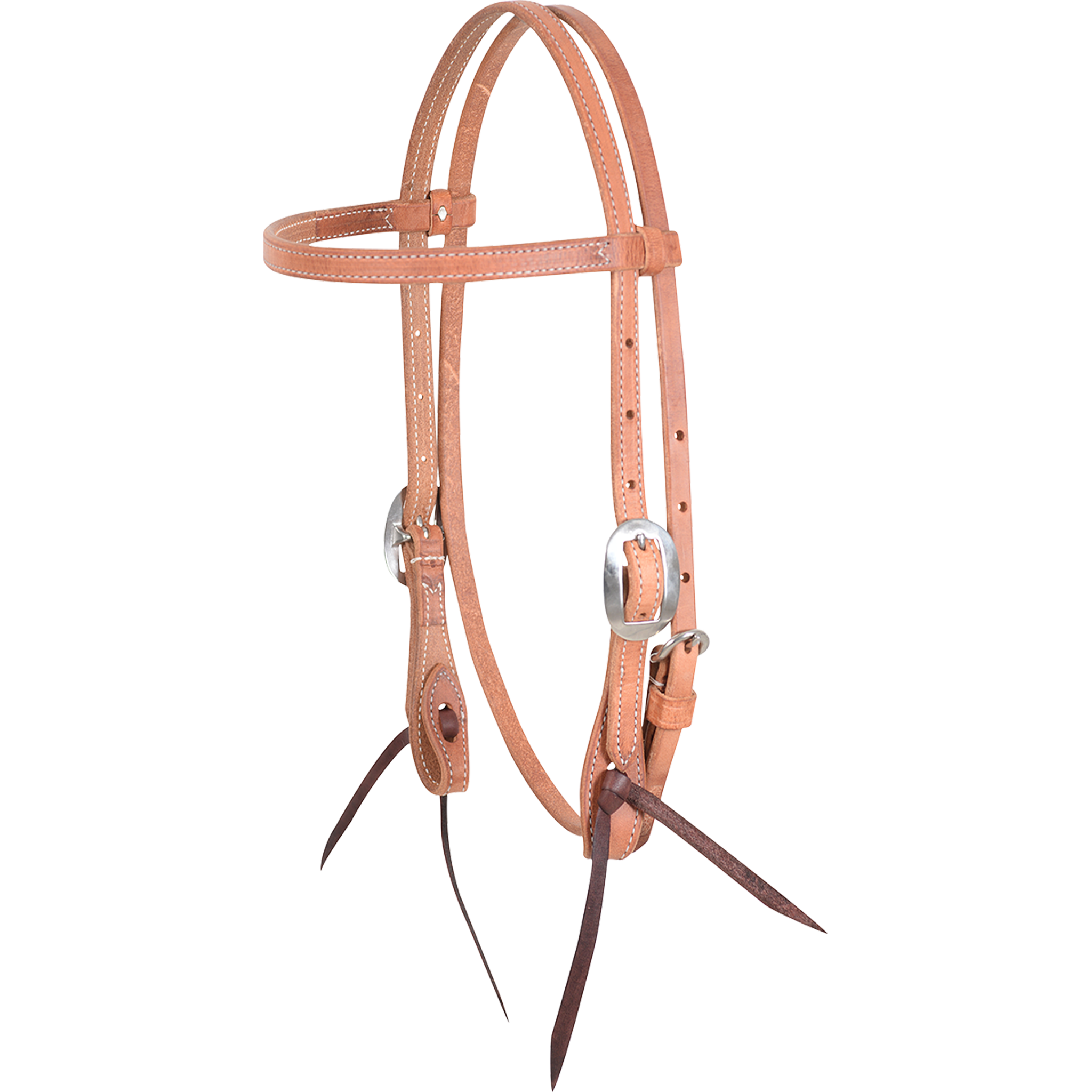 Natural harness gag browband headstall from Martin Saddlery, seen from the front quarter. The stitched 5/8-inch harness leather has cart buckles at the cheeks and dark bit ties.