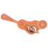 Natural buckaroo spur strap with San Carlos and basket tooling, seen from above. The light leather has flower stamped ends and a stainless steel buckle.