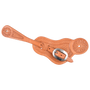 Natural buckaroo spur strap with San Carlos and basket tooling, seen from above. The light leather has flower stamped ends and a stainless steel buckle.