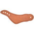 Natural dovewing spur strap with rope border tooling, seen from above. A stamped rope border follows the stitched edge of the plain leather wing, with slotted holes for adjustment.