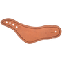 Natural dovewing spur strap with rope border tooling, seen from above. A stamped rope border follows the stitched edge of the plain leather wing, with slotted holes for adjustment.