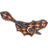 Oak leaf spur strap with quilted tooling and checkerboard dye, seen from above. Dark dyed diamonds alternate with natural leather inside dyed edges, and a stainless steel buckle fastens the strap.