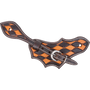 Oak leaf spur strap with quilted tooling and checkerboard dye, seen from above. Dark dyed diamonds alternate with natural leather inside dyed edges, and a stainless steel buckle fastens the strap.