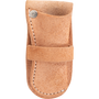 Natural roughout holster knife sheath from Martin Saddlery, seen from the front. A roughout band crosses the body below a snap, with heavy white stitching along the edge.