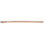 Natural skirting leather breastcollar tug, laid out straight and seen from above. The light 3/4-inch strap has a buckle at one end and adjustment holes toward the tip.
