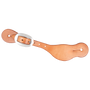 Natural smoothout Alpine spur strap, seen from above. The smooth natural leather fastens with a stainless steel buckle near the narrow end.