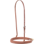 Natural stitched harness noseband with harness lining from Martin Saddlery, seen from the front quarter. The wide leather noseband has white stitching and hangs from a matching adjustable strap.