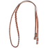 Natural harness leather braided barrel rein from Martin Saddlery, coiled and seen from above. The 5/8-inch braid joins flat leather ends with buckles for adjusting length.