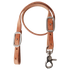 Natural harness leather breastcollar wither strap, looped and seen from the front. The strap has buckles for adjustment and a snap at one end, made by Martin Saddlery for western tack.
