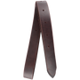 Offside latigo from Martin Saddlery, folded and seen from the front. The dark 1-3/4-inch latigo leather has punched holes and pointed ends.