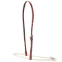 Plain single rope noseband from Martin Saddlery, seen from the front quarter. The uncovered white rope hangs from a leather strap with a buckle for adjustment.