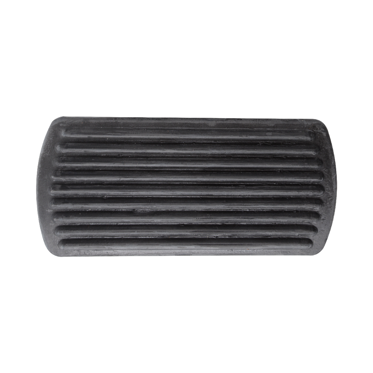 Rubber stirrup tread insert replacement from Martin Saddlery, seen from above. Raised ribs run the length of the black rubber tread.