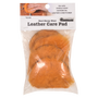 Martin Saddlery leather care pads in their retail bag, seen from the front. Real sheep wool pads show through the clear bag under a header card that lists saddle soap, leather oil and leather conditioner.
