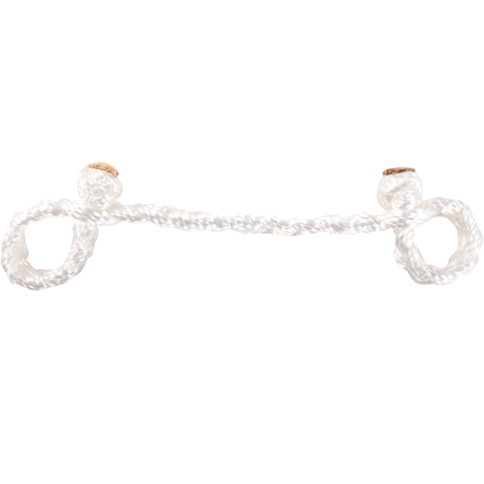 Slicktape bit hobble in white, with a twisted center and a loop at each end. The Martin Saddlery bit hobble is made to keep the shanks of a bit working together.