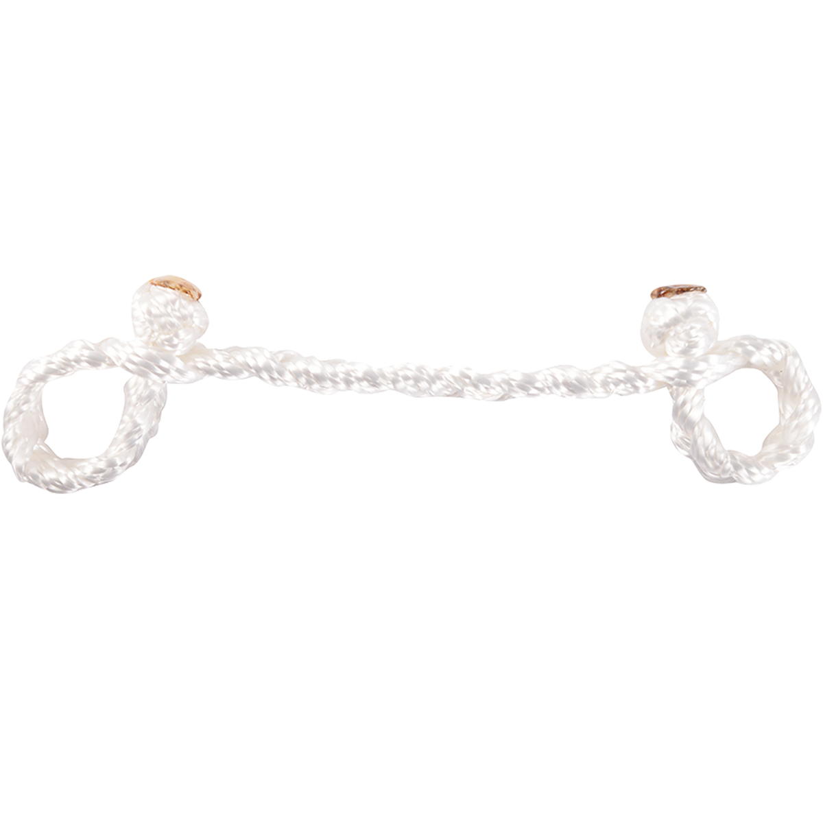Slicktape bit hobble in white, with a twisted center and a loop at each end. The Martin Saddlery bit hobble is made to keep the shanks of a bit working together.
