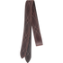 Stitched offside latigo from Martin Saddlery, folded and seen from the front. Decorative stitching runs the length of the dark latigo leather, which has punched holes and pointed ends.