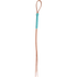 Harness leather lace quirt with a turquoise wrapped handle, seen from above. A leather wrist loop sits above the turquoise lacing, and long leather tails hang below.