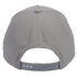 Silver snapback cap seen from the back. Laser-perforated panels cover the crown above the adjustable snap closure.
