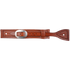 Chestnut square sliding spur strap, seen from above. A camo border frames the square strap, and the sliding strap runs through it to a stainless steel buckle.