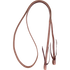 5/8-inch harness roping rein with tied ends, looped and seen from above. Each end folds into a water loop held by a leather tie.