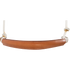Leather-covered noseband of a rope headsetter, seen from the front. White stitching runs along the edges of the smooth leather cover, with rope knots at each end.