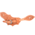 Natural oak leaf spur strap, seen from above. Acorn oak tooling fills the leaf shaped strap inside white stitching, and a stainless steel buckle fastens it.